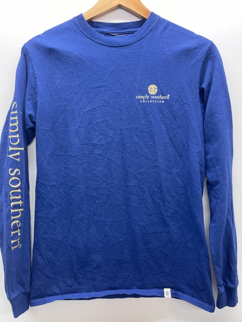 Simply Southern Royal Blue Long Sleeve Tee‎ with Gold Pineapple Graphic